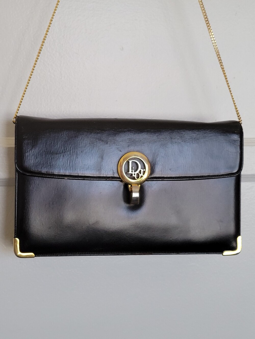 Dior Black Leather Clutch with Gold Hardware